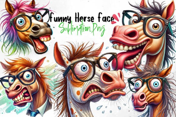 Download Funny Horse Faces Sublimation Bundle - Face Collection