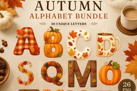 Download Autumn Alphabet PNG Bundle | 26 - Autumn Collection