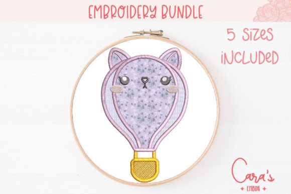 Download Hot Air Cat Balloon Applique - Premium Resources